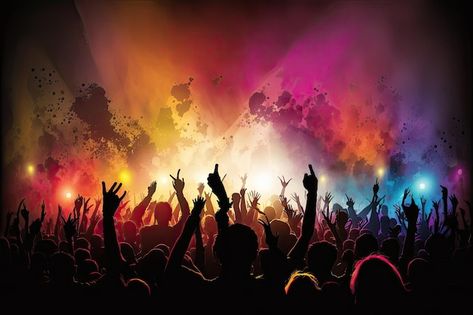 Photo an atmospheric image of a music co... | Premium Photo #Freepik #photo #colorful #colorful-abstract #clapping-hands #clapping Music Background Images, Musical Background Design, Fest Backgrounds, Farewell Background, Music Banner Design, Farewell Banner, Concert Background, Concert Audience, Concert Images