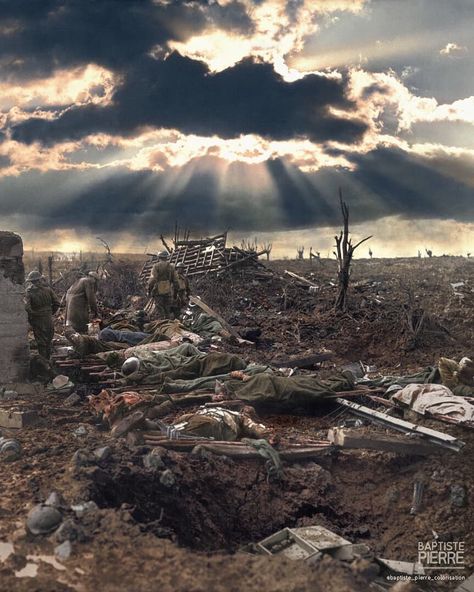 Your daily dose of History 🔎 on Instagram: “One of the first uses of composite images, the morning after the Third Battle of the Ypres, known as the battle of Passchendaele, 12…” Ww1 Battles, Battle Of Passchendaele, Triple Entente, Battle Of Ypres, Ww1 Photos, Military Cross, Ww1 Art, Ww1 History, Famous Photos