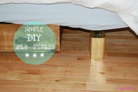 I have been saving this post for a rainy day - it's supposed to rain today :) I mentioned a while back when we did our little tutorial on our under the bed rolling storage crates that we created ou... Diy Bed Risers Ideas, Diy Upholstered Bed Frame, Diy Bed Risers, Wood Bed Risers, Diy Upholstered Bed, Diy Twin Bed Frame, Bed Lifters, Bed Riser, Diy Twin Bed