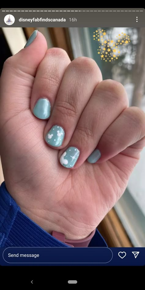 Disney 100 Anniversary Nails, Purple Mickey Nails, Dip Powder Nails Design Disney, Gray Disney Nails, Light Blue Disney Nails, Disney Nails Summer, Disney Dip Nail Designs, Disney Beach Nails, Sparkly Disney Nails