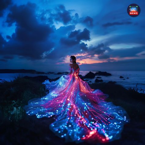 Glowing in serenity 🌟 @mitalee.barik 😍 in her neon fluorescent gown, finding peace by the riverside. . . #NeonElegance #RiverSideTranquility #MitaliBarik #AIArt Bio Luminescence Beach, Bio Luminescence, Finding Peace, Neon, Beauty, Quick Saves