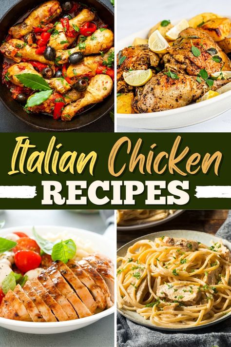 Dinner is always a winner with these Italian chicken recipes! From piccata to parmesan to cacciatore, these classic dishes are easy, satisfying, and delicious. Italian Dinners Authentic, Real Italian Recipes, Italian Meat Dishes, Italian Dinners, Italian Main Dishes, Sicilian Food, Italian Christmas Recipes, Holy Cannoli, Italian Meals