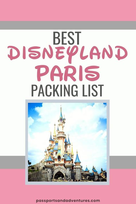 This post contains the best Disneyland Paris packing list to ensure you don't forget anything when heading to Disney Paris. And you'll also find tips on what to leave at home! #passportsandadventures #familytravel #familytraveltips #travelingwithkids #travelwithkids #traveltips #disneylandparis #dlp #disneyparis #eurodisney #packinglist #familytravelpackinglist Disneyland Paris Packing List, Paris Packing List Winter, What To Pack For Disneyland, Pack For Disneyland, Disneyland Paris Food, Disneyland Paris Tips, Disneyland Paris Castle, Paris Packing List, Paris In December