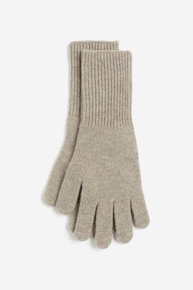 Cashmere-blend Gloves - Taupe - Ladies | H&M US Beauty Gift Card, Oversized Turtleneck, Turtle Neck Jumper, Baby Trend, Maternity Swimwear, Knitted Gloves, Maternity Wear, Knit Cuff, Swimwear Accessories