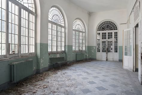 Old Mental Hospital, 1900s Hospital, Victorian Asylum Aesthetic, 1920s Hospital, 1930s Hospital, Victorian Asylum, Victorian Hospital, Hospital Window, Hanging By A Thread