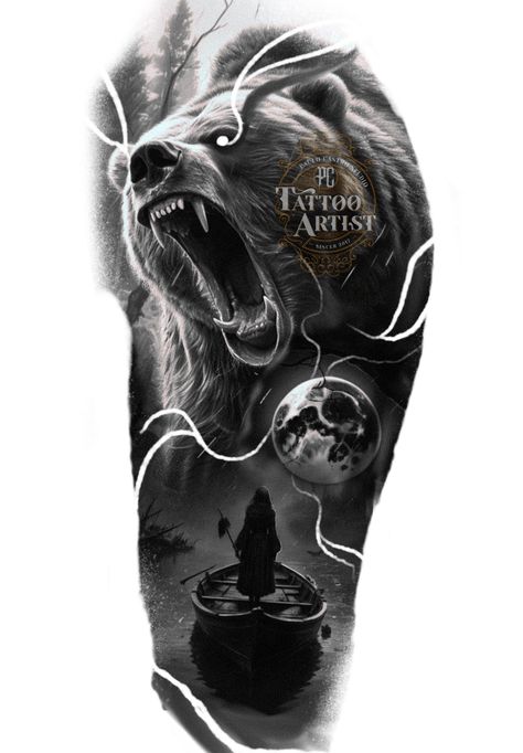 Cute Tattoo Ideas, Native American Tattoos, Cute Tattoo, Armband Tattoo Design, Bear Tattoos, Wolf Tattoo Design, Back Tattoos For Guys, Bear Tattoo, Strasbourg France