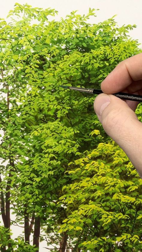 Trees To Paint On Canvas, How To Paint Trees, Tree Painting Ideas, Acrylic Trees, Tree Art Painting, Study Instagram, Acrylic Landscape Paintings, Tree Acrylic Painting, Michael James Smith