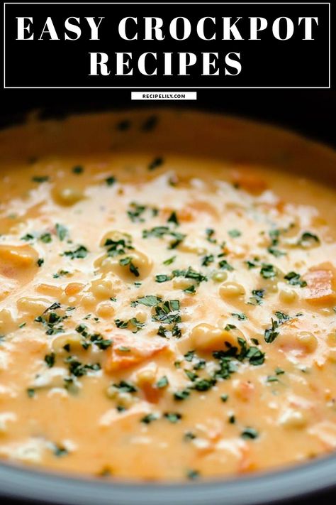 I love preparing this easy crockpot soup! It’s creamy, comforting, and packed with flavor. Perfect for busy days, just set it and forget it! You'll enjoy the wonderful aroma as it cooks. Perfect for chilly evenings! Easy Delicious Crockpot Soups, Easy Dump And Go Crockpot Soups, Holiday Soups Crock Pots, Soups In A Crock Pot Easy, Crockpot Recipes Slow Cooker Easy, Easy Soups Crockpot, Small Crockpot Recipes For Two, Soups In A Crock Pot, Healthy Crockpot Meals