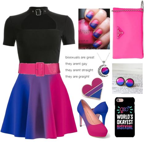 Bisexual Pride Outfit Ideas, Pride Bisexual Outfit, Goth Pride Outfit, Bi Pride Aesthetic Outfit, Bisexual Clothes Style, Bi Pride Outfit Ideas, Pride Outfits Women, Bi Pride Outfit, Bisexual Outfits Aesthetic