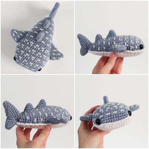 Amigurumi Shark, Crochet Sea Creatures, Mode Crochet, Crochet Design Pattern, The Whale, Fun Crochet Projects, Crochet Animal Patterns, Sea Creature, Whale Shark