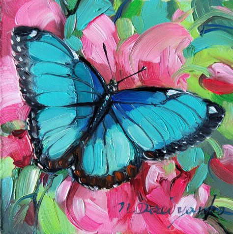 Blue Morpho Butterfly Painting, Butterfly And Flower Painting, Flowers Art Painting, Spatula Painting, Pottery Factory, Painting In Frame, Turquoise Butterfly, Butterfly And Flowers, Butterfly Artwork