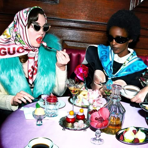 Gucci Campaign, Gucci Love Parade, Love Parade, Christmas Shoot, Alessandro Michele, Party Photos, Fashion Photoshoot, Silk Scarves, Floral Designs