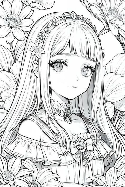 Chibi Coloring Pages, Manga Coloring Book, Color Drawing Art, Adult Coloring Designs, Unicorn Coloring Pages, Princess Coloring, 캐릭터 드로잉, Easy Drawings Sketches, Cartoon Coloring Pages