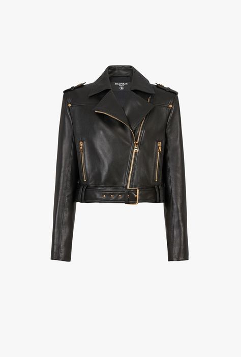 Looking for Cropped Black Leather Biker Jacket? Discover the latest collection for Women only on the official website Balmain.com. Balmain Leather Jacket, Biker Jacket Women, Designer Leather Jackets, Black Leather Biker Jacket, Elegant Jacket, Womens Biker Jacket, Polo Sweatshirt, Pierre Balmain, Leather Biker Jacket