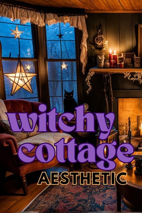 Looking to create a witchy cottage aesthetic living room full of dark cottagecore magic? Start with moody tones—dark greens, blacks, and deep browns—blended with cozy cottage decor. 🖤 Think stone cottage vibes, antique bookshelves, and gothic wall art to set the tone. Bring in a few green witch elements, like potted plants or dried herbs, to add nature’s magic. Enchant your space with soft candlelight and wrought iron accents. Your living room will become a place where rustic beauty meets gothic allure, perfect for any witchy soul seeking tranquility. ✨🔮 Witchy Trinkets, Witch Living Room, Witchy Living Room, Dark Cottagecore Decor, Cottagecore Living Room, Witchy Cottage, Witchy Cottagecore, Cottagecore Living, Cottage Vibes