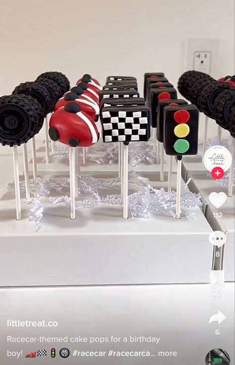 Racing Cake Pops, Fast 1 Birthday Cake, Two Fast Birthday Cake Pops, Car Theme Cake Pops, Race Car Themed Desserts, Race Car Theme Treats, Car Cake Pops Ideas, Two Fast Treats, Two Fast Birthday Dessert