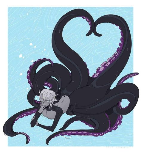 Octopus Oc Male, Tentacle Oc, Azul Ashengrotto Octopus, Aquatic Oc, Squid Oc, Octopus Oc, Mermaid In Love, Octopus Mermaid, Memes No