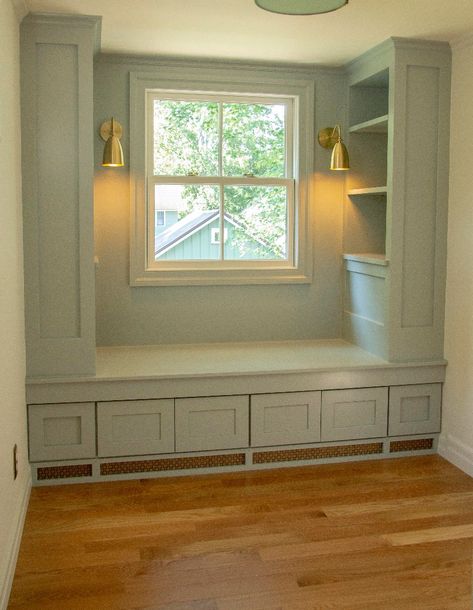 Reading Nook Near Fireplace, Reading Nook Around Window, Building A Reading Nook, Reading Nook Bookshelves, Reading Nook By The Window, Small Window Reading Nook, Window Reading Nook Ideas, Closet Reading Nook For Adults, Bookshelves Reading Nook