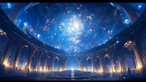 Space Kingdom, Celestial Palace, Fantasy Lighting, Celestial Kingdom, Celestial Room, Temple Of Light, Moon Palace, Fantasy Background, Fantasy City