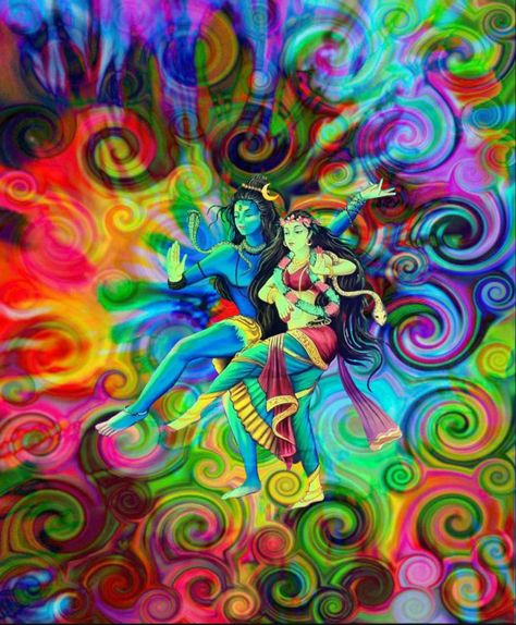 Lord Shiva and Parvati dancing in colorful Holi in creative art painting Lord Shiva And Parvati, Shiv Parivar, Shiva And Parvati, Cat Gym, Shiv Shankar, Holi Images, Kali Ma, Dance Images, Shiva Painting