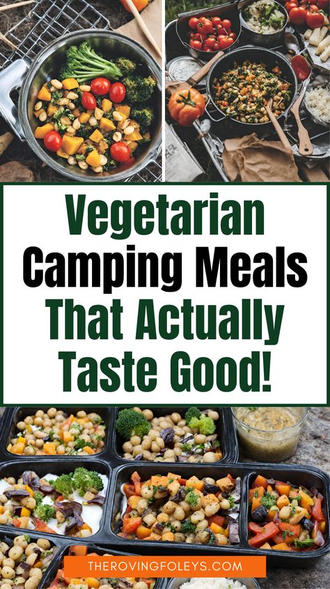 Looking for the best vegetarian camping recipes? Check out our collection of the best vegetarian camping meals for your next outdoor adventure!  We have vegetarian camping meals dinners, vegetarian camping meals no cook,  vegetarian camping meals foil packets,  vegetarian camping meals breakfast, one pot camping meals vegetarian.  If you like vegetarian meals, check these out and add them to your camping meal plan! Camping Meals Foil Packets, Vegetarian Recipes For Camping, Veggie Camping Meals, Camping Vegetarian Meals, Camping Meals No Cook, Campfire Food Vegetarian, Campfire Veggies, Easy Vegetarian Camping Meals, Food To Bring Camping