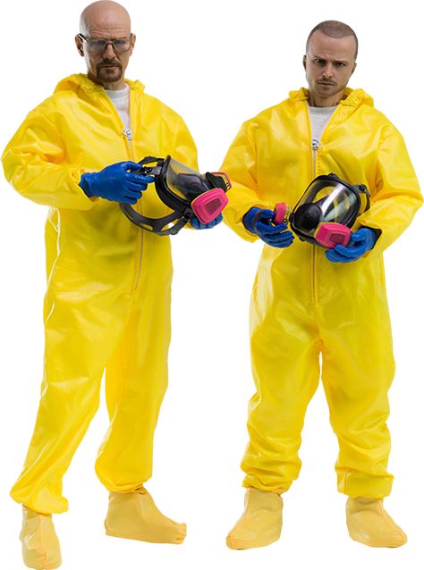 1/6 Walter and Jesse, by Threezero. Should be shipping to me in June-July 😍 Hazmat Suit Costume, Sister Costumes, Breaking Bad Jesse, Halloween Costume Suit, Hazmat Suit, Lego Custom Minifigures, Bryan Cranston, Creative Costumes, Baking Bread