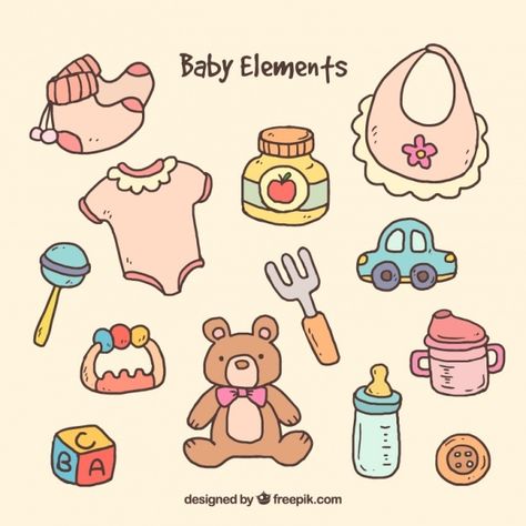 Baby Doodles Drawing, How To Draw Baby, How To Draw A Baby, Babies Drawing, Baby Doodle, Trin For Trin Tegning, Doodle Baby, Baby Sticker, Elephant Illustration