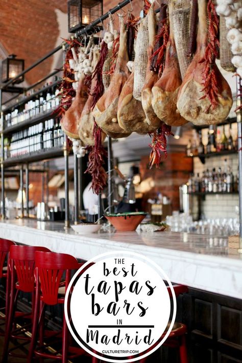 Mediterranean Bar, Madrid Espana, Spain Tapas, Small Restaurant Design, Deli Shop, Best Tapas, Spanish Restaurant, Tapas Restaurant, Bar Interior Design