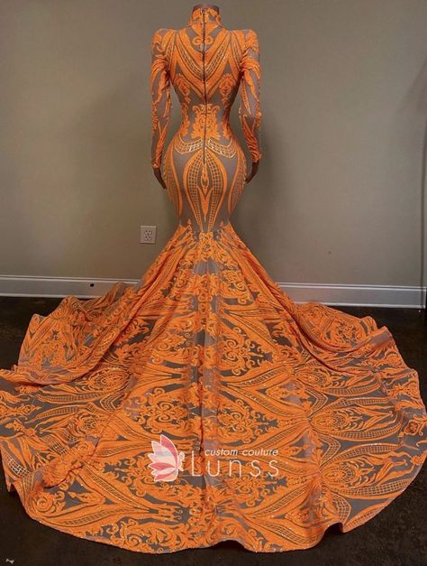 Goddess Clothes, Long Sleeve Mermaid Prom Dress, فستان زهري, Orange Mermaid, Mode Kimono, Floral Dress Formal, Prom Girl Dresses, Mermaid Evening Gown, Long Sleeve Prom