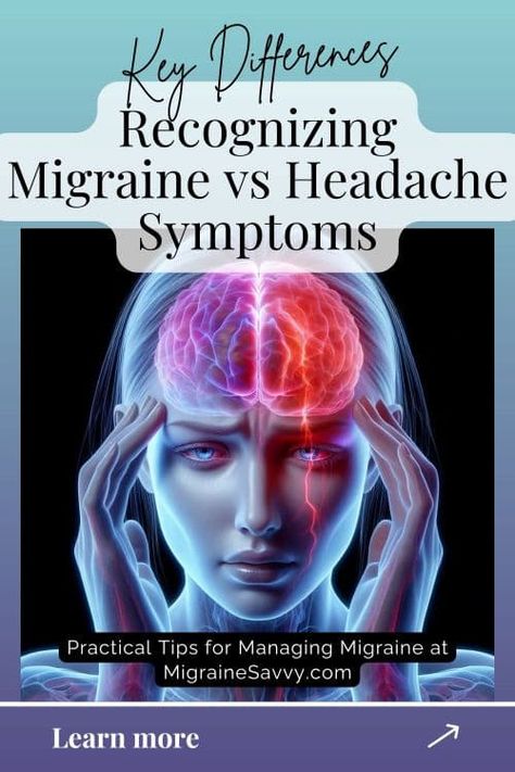 Learn about the key differences between migraine and headache at MigraineSavvy.com Migraine Symptoms Signs, Headache Humor, Migraine Vs Headache, Migraine Headaches Symptoms, Headache Chart, Migraine Pressure Points, Different Headaches, Migraine Diary, What Causes Migraines