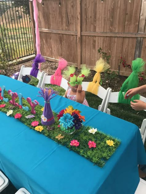 Trolls Birthday Party Ideas | Photo 1 of 49 Diy Trolls Birthday Party, Trolls Birthday Party Ideas, Troll Party Theme, Trolls Party, Trolls Birthday Party, Girl Bday Party, Troll Party, 6th Birthday Parties, 4th Birthday Parties