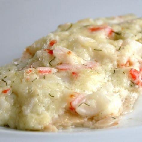 Creamy Crab Topped Tilapia Recipe added some tiny shrimp too, seasoned tilapia with lemon pepper, garlic and onion powder Rice And Veggies, Tilapia Recipe, Creamy Crab, Tilapia Recipes, Crab Recipes, Fish Dinner, Seafood Dinner, Crab Meat, Fish Dishes