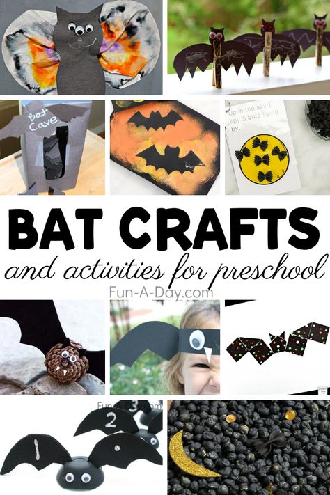 You found it - a treasure trove of bat crafts and activities for preschool! These bat crafts for kids are easy, adorable, and not too spooky. There are some that are perfect for toddlers and kindergarten, as well! They're perfect Halloween crafts for kids that everyone will enjoy. Bat Crafts For Kids, Halloween Activities For Preschoolers, Halloween Sensory Play, Halloween Theme Preschool, Bat Crafts, Bats Activities, Science Halloween, Halloween Lesson Plans, Halloween Literacy