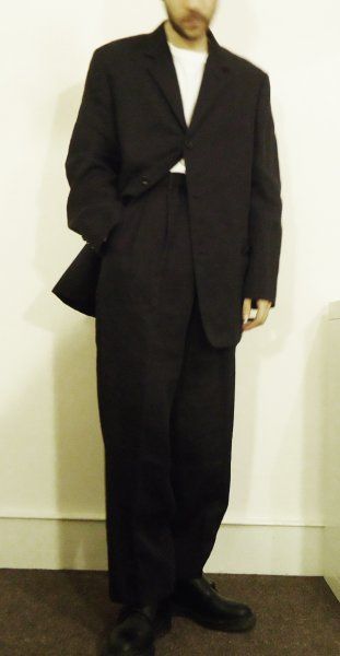 Yohji Yamamoto Y's for men Ramie Suit - Black - Size 3 | Styleforum Archive Yohji Yamamoto, Yohji Yamamoto Menswear 90s, All Black Outfit Men Classy, Y 3 Men Yohji Yamamoto, Oversized Suits Men, Miles Suit, 1980s Fashion Men, Baggy Suit, Japanese Suit