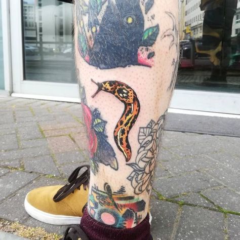 Slug Tattoo, Leopard Slug, Aesthetic Tattoo Ideas, 15 Aesthetic, American Traditional Tattoo Ideas, Traditional Tattoo Ideas, Funky Tattoos, Bug Tattoo, Sweet Tattoos