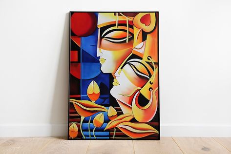 Buy Radha Krishna Painting Abstract Art Home Decor Modern Hindu Online in India - Etsy Krishna Painting Abstract, Hindu Paintings, Radha Krishna Modern Art, Radha Krishna Painting, Indian Wall Art, Abstract Face Art, Modern Art Paintings Abstract, Krishna Radha Painting, Home Decor Modern