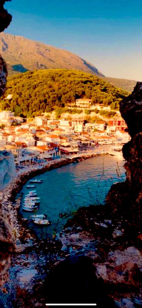 “✨let’s run, be happy & care free, by the sea as far as we can see, enjoy the magical view with me, all day & night✨” Parga Greece Photos, Parga Greece Aesthetic, Idra Greece, Greece Backpacking, Greece Castle, Things To Do In Greece, Greece Aesthetics, To Do In Greece, Parga Greece