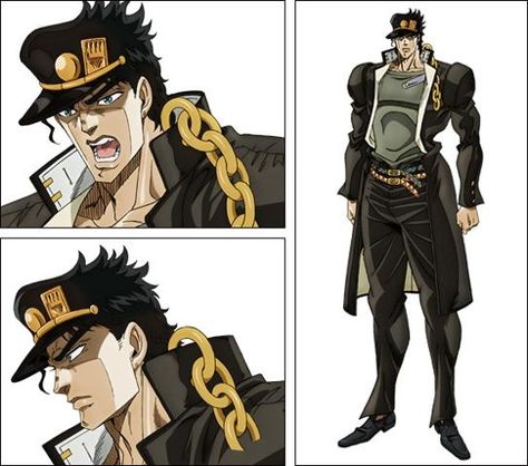 JoJo's Bizarre Adventure - Jotaro Kujo Jojo's Bizarre Adventure Stardust Crusaders, Jojo Stardust Crusaders, Yoshikage Kira, Stardust Crusaders, Joseph Joestar, Jotaro Kujo, Character Sheet, Jojo Bizzare Adventure, Blue Outfit