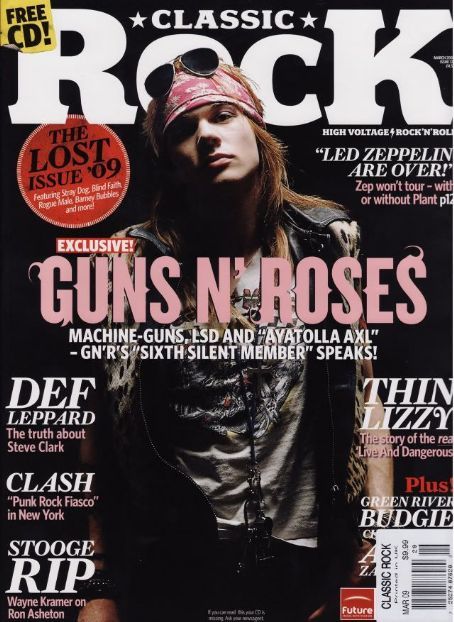 Axl Rose - Classic Rock United States Magazine (March 2000) Rock Magazine, Magazine Front Cover, Axel Rose, Photos Wall, Rock Band Posters, Metal T Shirts, Music Magazine, Musica Rock, Glam Metal