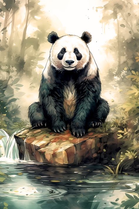 Panda Abstract Art, Panda Portrait, Natural Nursery, Panda Bears, Panda Art, Art Fantasy, Wallpaper For Your Phone, Scenery Wallpaper, Panda Bear