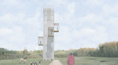 Observation Tower Architecture, Berlin Techno, Tower Architecture, Modular Home Designs, Essay Competition, Sleeping Pods, Observation Tower, Master Thesis, Open Architecture