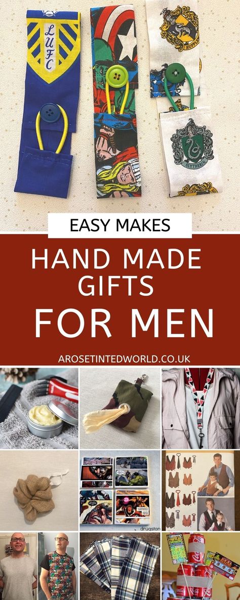 Gifts To Make For Men - some brilliant ideas for DIY handmade presents for the man in your life. Perfect for birthdays, Christmas, father's day & more. Easy sewing and making tutorials for each gift idea. Create your own personalised hand made gift for your father, boyfriend , fiance or husband. Fully customisable gifts that you can make at home. Perfect presents for the man who is hard to buy for. Homemade Gifts For Husband Birthday, Diy Man Gifts, Handmade Gifts For Fiance Men, Handmade Gift Ideas For Men, Diy Gifts For Him Handmade, Diy Men’s Gifts, Handmade Christmas Gifts For Men, Useful Diy Gifts For Men, Handmade Gift For Men