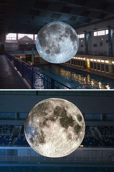 British installation artist Luke Jerram has been traveling the globe with his lunar-inspired exhibition, Museum of the Moon. Moon Exhibition, Moon Installation, Luke Jerram, Moon Museum, Exhibition Museum, Contemporary Art Installation, Artistic Installation, Light Night, Art Installation