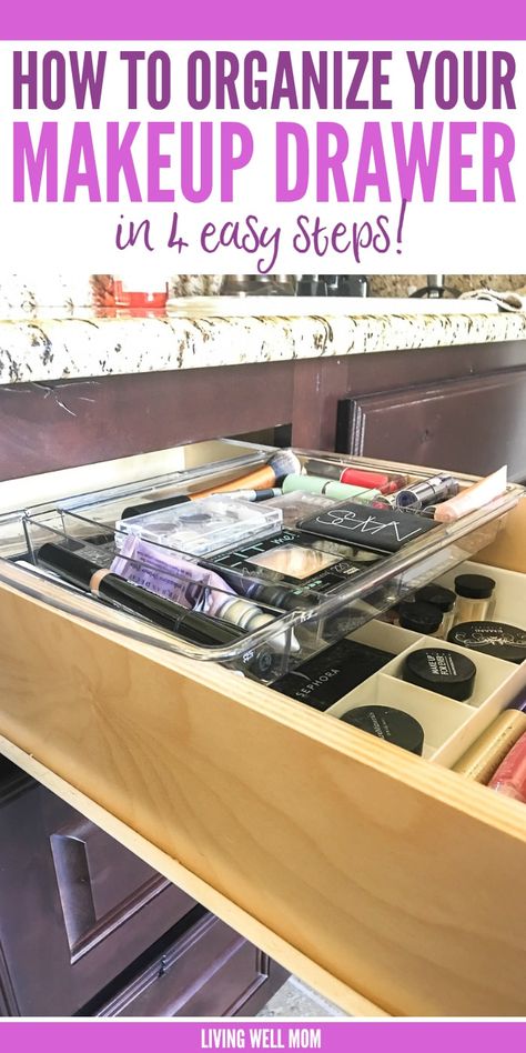 Deep Bathroom Drawer Organization, Organize Vanity Drawers, Bathroom Drawer Organization Ideas, Deep Drawer Organization, Bathroom Vanity Drawers, Bathroom Drawer Organization, Secret Organizations, Makeup Drawer Organization, Makeup Organization Diy