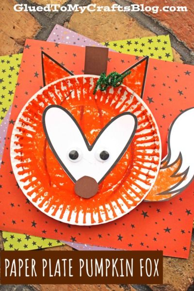 Paper Plate Pumpkin Fox Craft Paper Plate Pumpkin, Fox Craft, Night Animals, Paper Plate Art, Orange Craft, Pencil Crafts, Paper Fox, Fox Crafts, Work Sheet