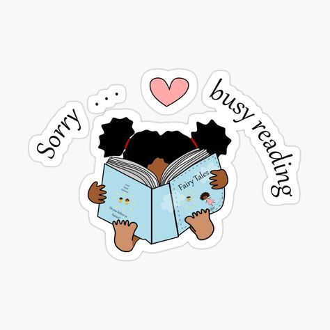 Girl With Pigtails, Reading Printables, Reading Humor, Reading Art, Girl Reading, Girl Stickers, Black Kids, Book Girl, Kids Reading