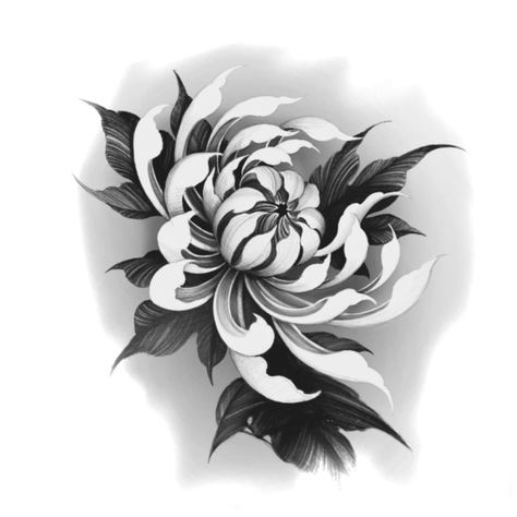 Crysantenum Flower Tattoo Design, Crysantenum Flower, Floral Ornamental Tattoo, Chrysanthemum Tattoo Design, Chrysanthemum Flower Tattoo, Outline Flowers, Men Flower Tattoo, Avatar Tattoo, Rose Flower Tattoos