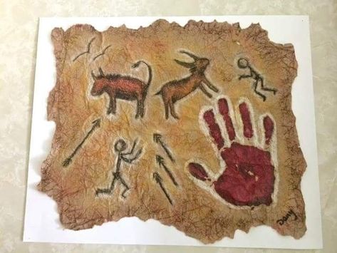 Stone Age Cave Paintings, Stone Age Activities, Archaeology For Kids, Paleolithic Art, Stone Age Art, Cave Drawings, Prehistoric Art, Max Ernst, Elementary Art Projects