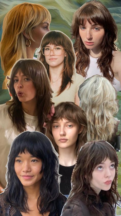 Shag/wolf styles that I neeeeeed Long Hair And Bangs, New Hair Look, 70s Hair, Dyed Hair Inspiration, Hair Inspiration Short, Hairstyles For Layered Hair, Wolf Cut, Hair Color And Cut, Cut My Hair