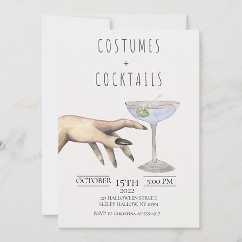 Personalize this 2022 Halloween Party Invitation that features clean and modern aesthetics Clean Modern Fonts, Vintage Halloween Party Invitations, Halloween Party Host, Long Black Nails, Adult Halloween Invitations, Adult Halloween Party Invitations, Party Invitation Design, Halloween Street, Vintage Halloween Party